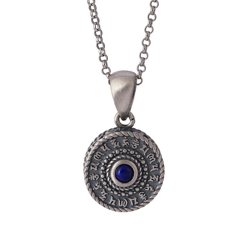 Collier Mantra Om Mani Padme Hum en Argent Sterling 925 et Lazurite