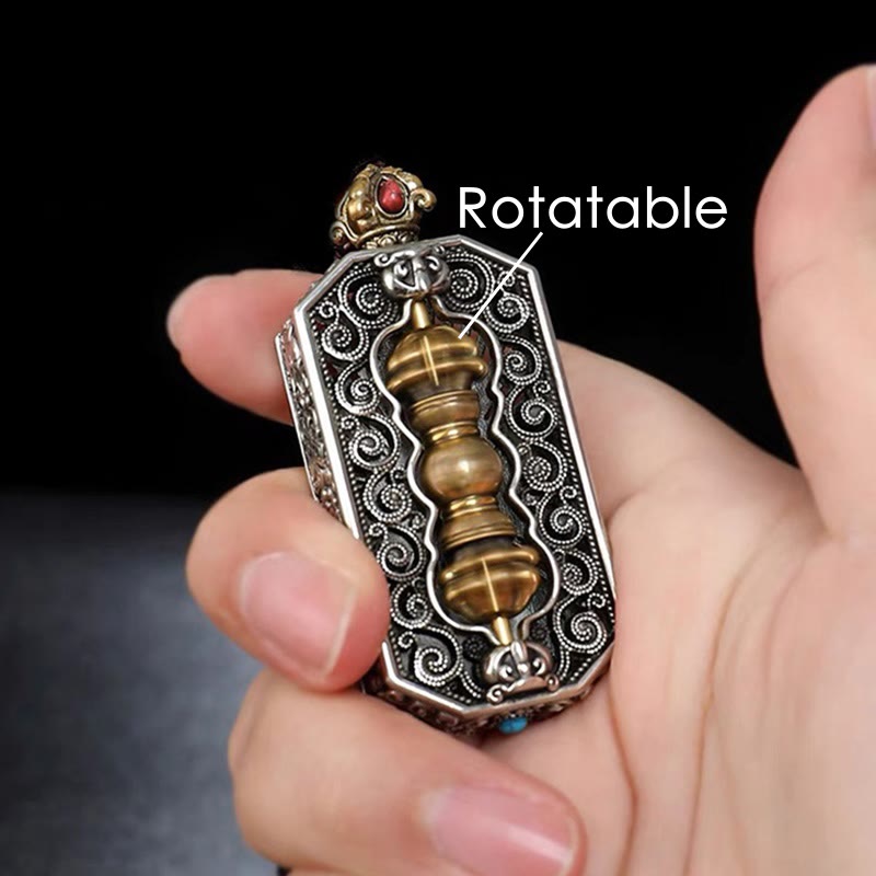 Collier Mantrique Om Mani Padme Hum avec Lotus & Dorje Vajra