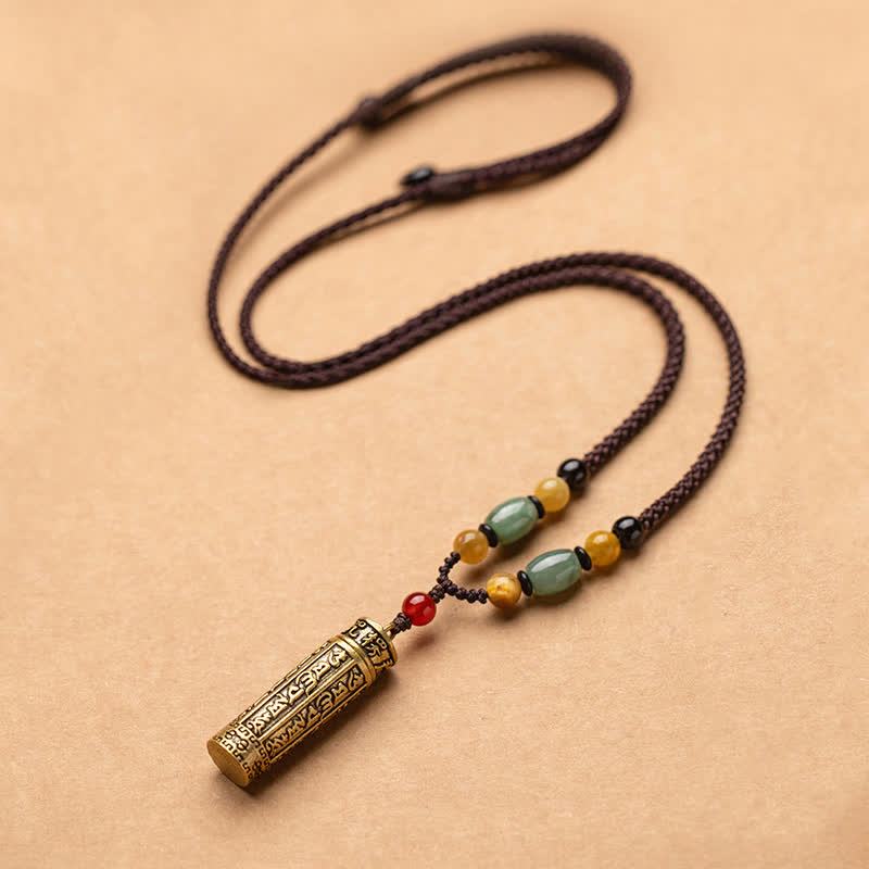 Collier Mantra Om Mani Padme Hum en Cuivre et Graines de Bodhi