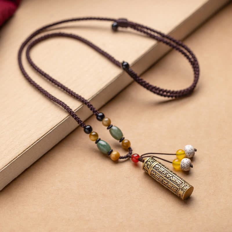 Collier Mantra Om Mani Padme Hum en Cuivre et Graines de Bodhi