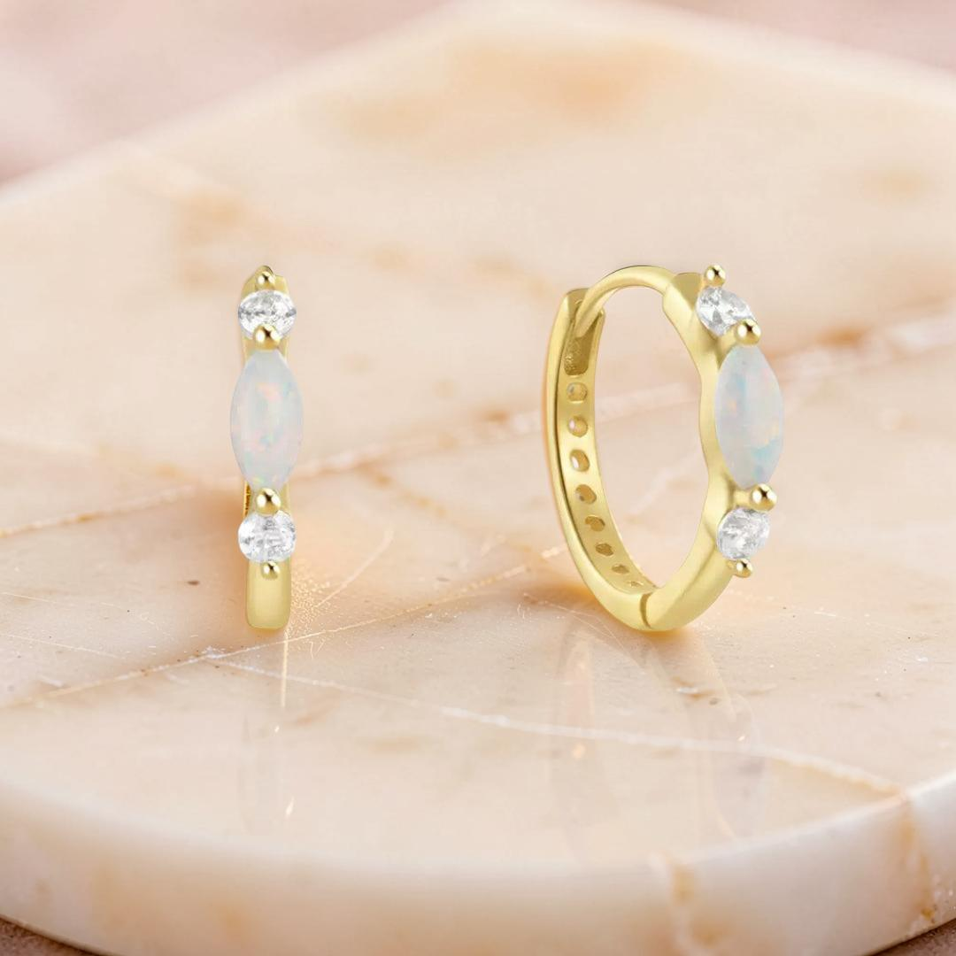 Boucles d'Oreilles Opale – Halo Intemporel, Argent