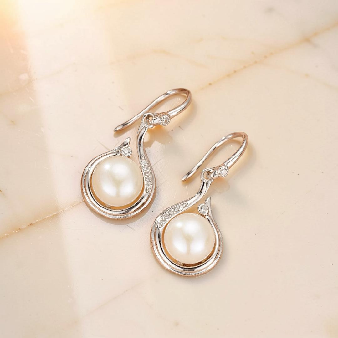Boucles d'Oreilles Perle – Goutte Royale, Argent