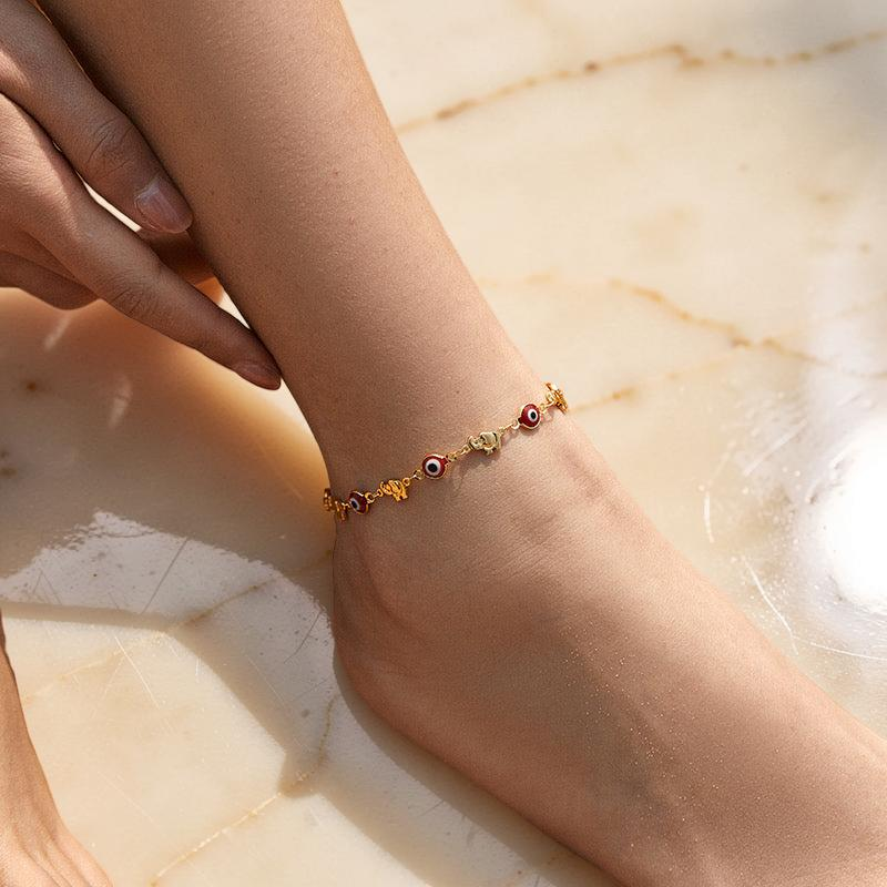 Bracelet de Cheville Mauvais Œil – Garde Esprit, Plaqué Or