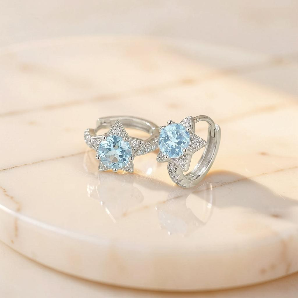 Boucles d'Oreilles Topaze – Éclat Stellaire, Argent