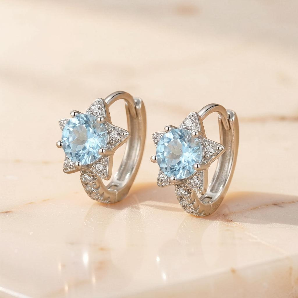 Boucles d'Oreilles Topaze – Éclat Stellaire, Argent