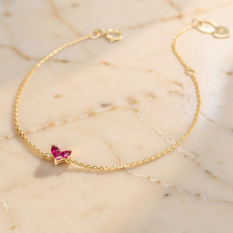 Bracelet Cornaline – Papillon Éclatant, Argent Plaqué Or 18K