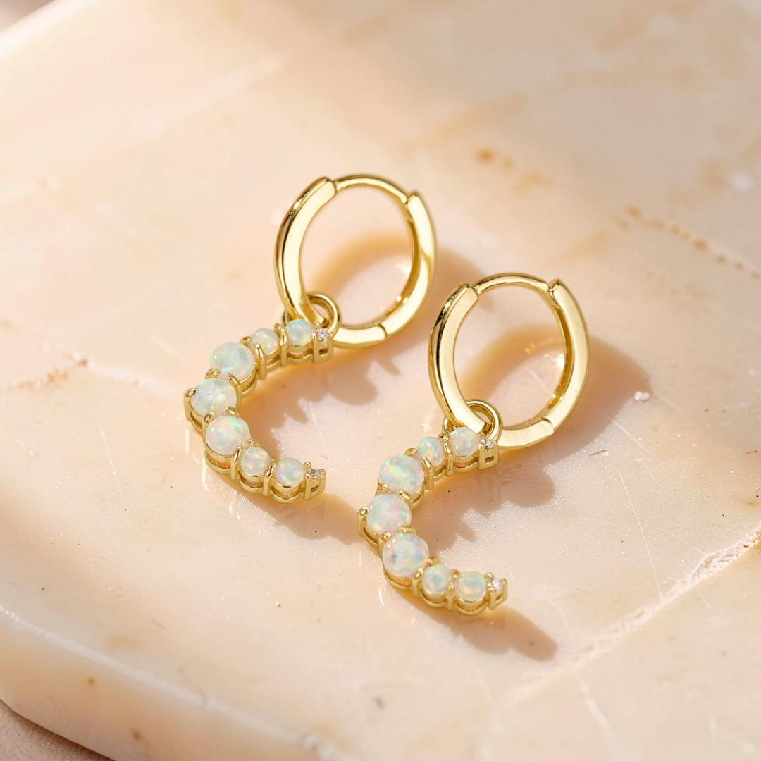 Boucle d’Oreille Opale – Douce Lueur, Argent 925 Plaqué Or 18K