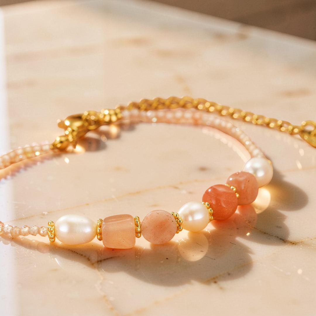 Bracelet Pierre de Soleil et Perle – Harmonie Radieuse