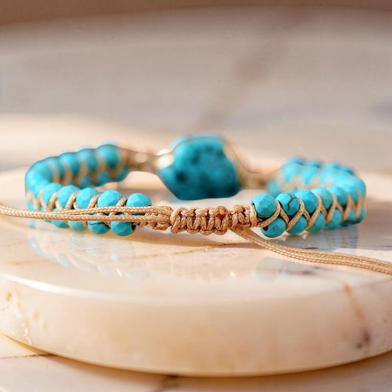 Bracelet Turquoise – Fil d'Amour, Argent Plaqué Or
