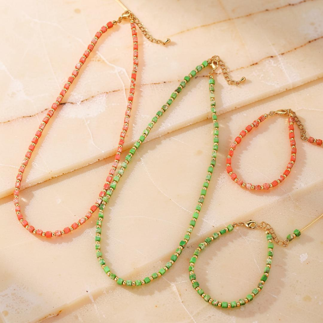 Collier/Bracelet Jaspe Rouge/Vert – Éclat Bohème