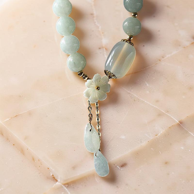 Bracelet Jade Blanc et Agate – Porte Bonheur