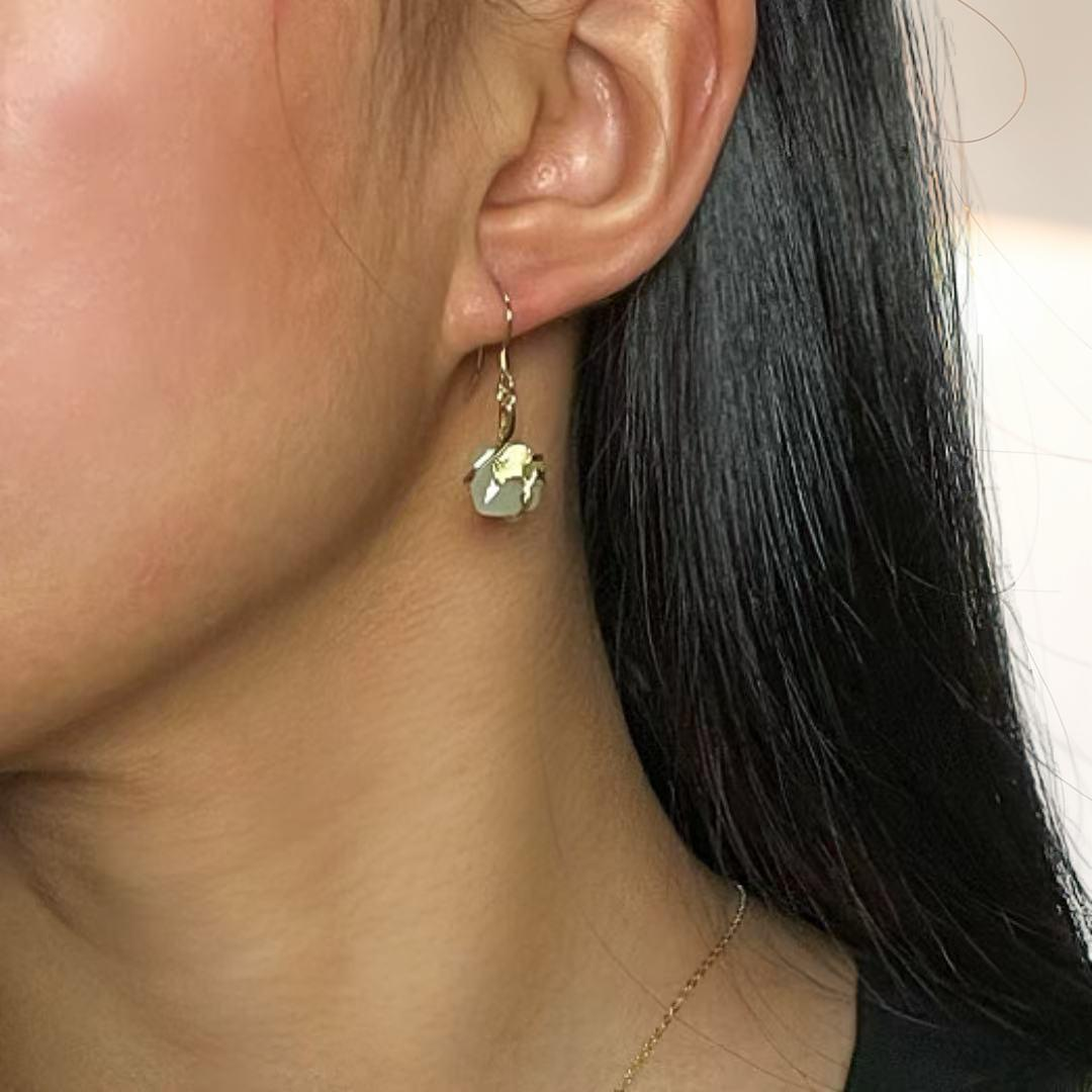 Boucles d'Oreilles Jade – Éveil du Cœur, Argent Plaqué Or