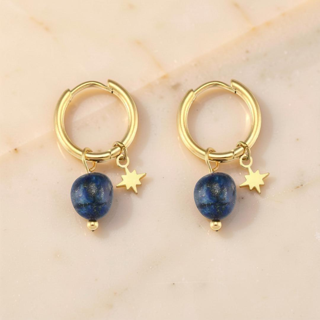 Boucles d’Oreilles Amazonite/Lapis Lazuli – Étoile Céleste