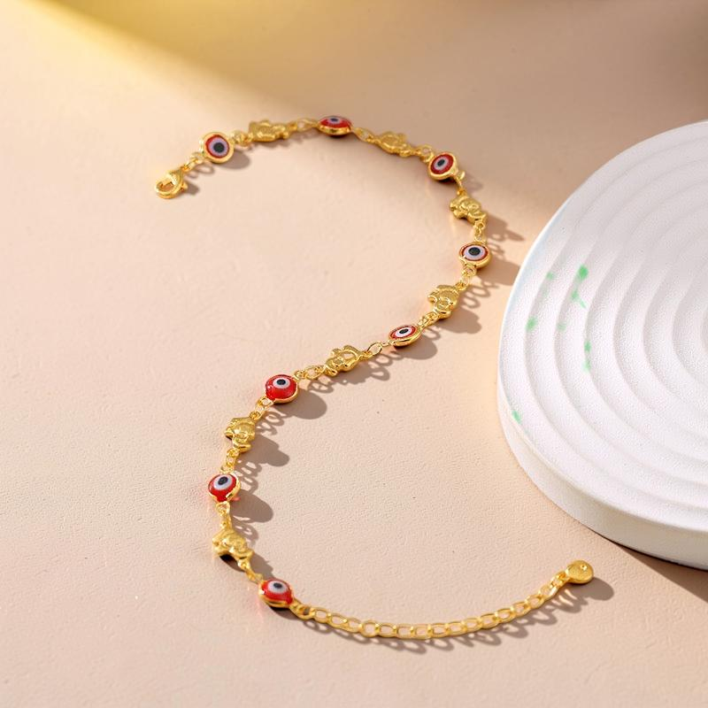 Bracelet de Cheville Mauvais Œil – Garde Esprit, Plaqué Or