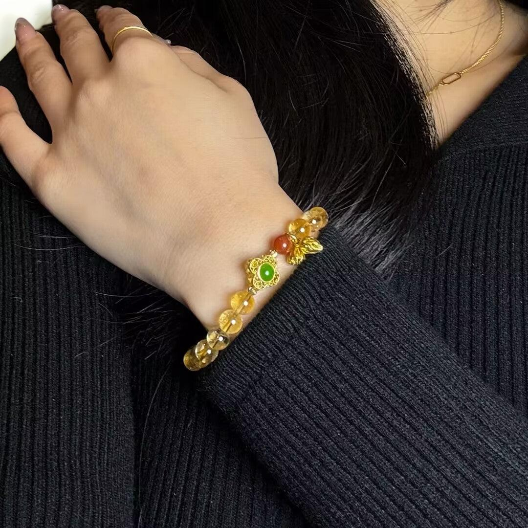 Bracelet Citrine Lotus – Prospérité et Optimisme