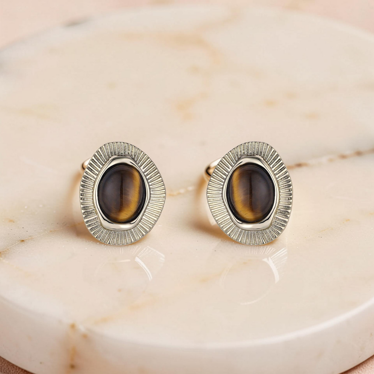 Boucles d'Oreilles Œil de Tigre – Harmonie Naturelle