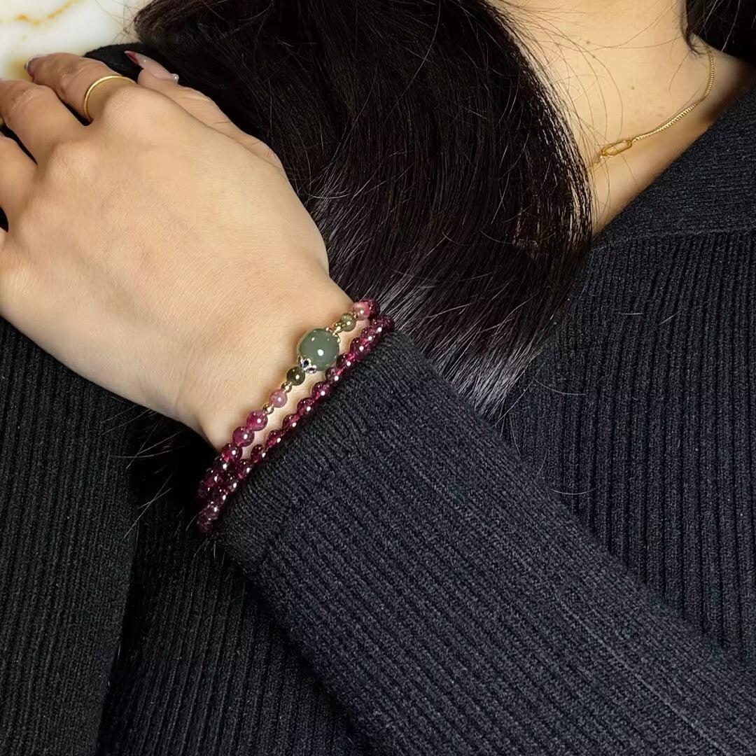 Bracelet Grenat et Jade – Passion et Énergie