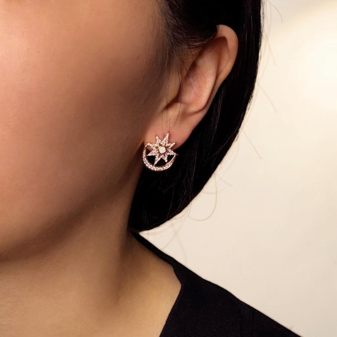 Boucles d'Oreilles Opale – Lune Étoilée