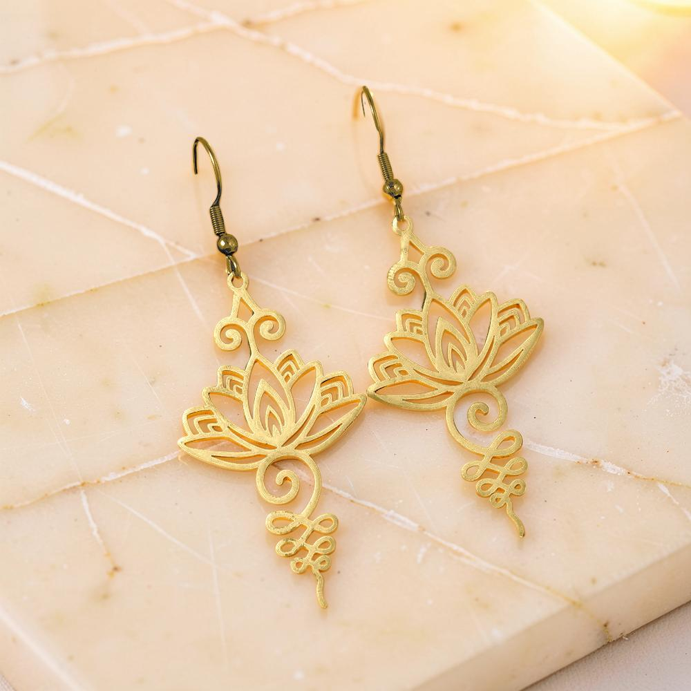 Boucles d'Oreilles Lotus Unalome – Élégance Fleurie