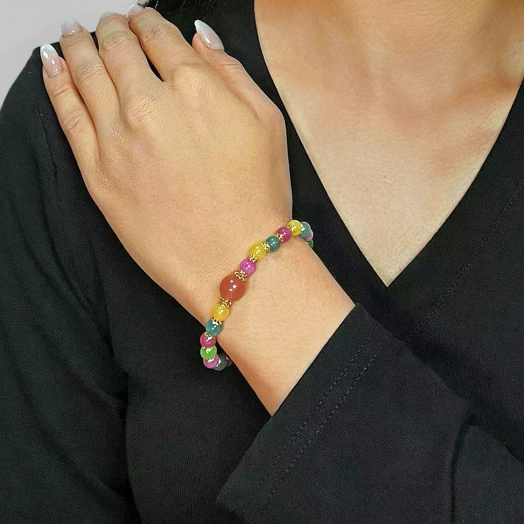 Bracelet Tourmaline et Quartz Fraise – Harmonie Lumineuse