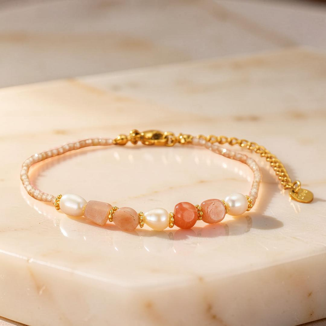 Bracelet Pierre de Soleil et Perle – Harmonie Radieuse