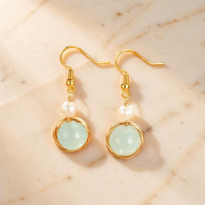 Boucles d'oreilles Aigue-marine et Perle – Pure Harmonie