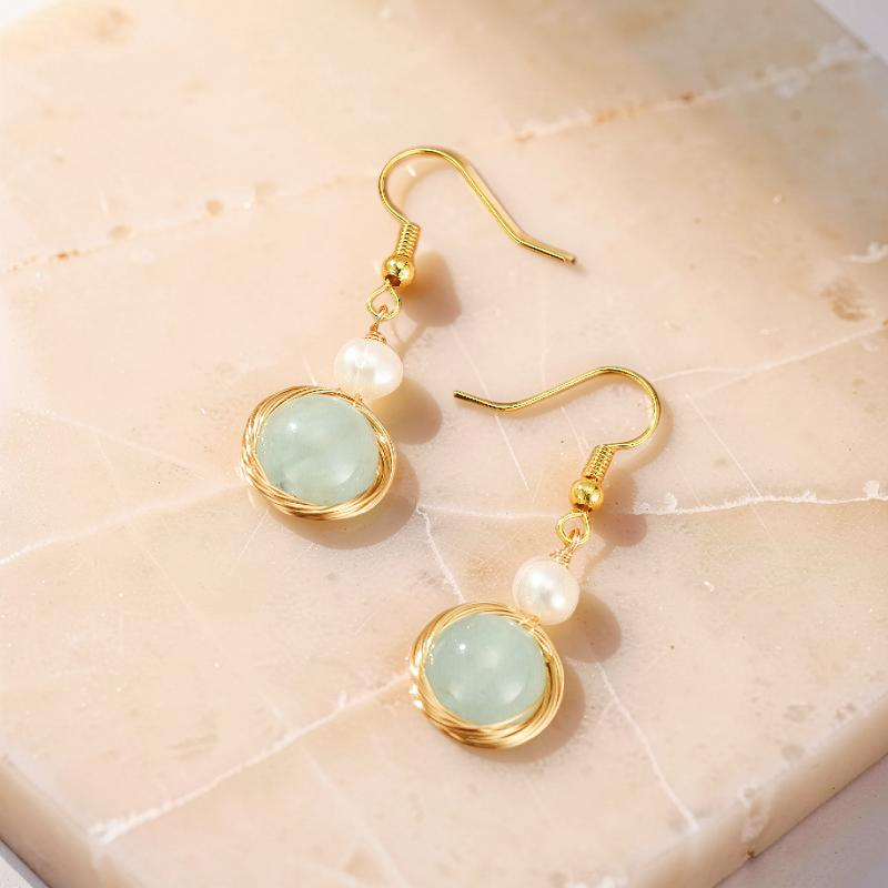 Boucles d'oreilles Aigue-marine et Perle – Pure Harmonie