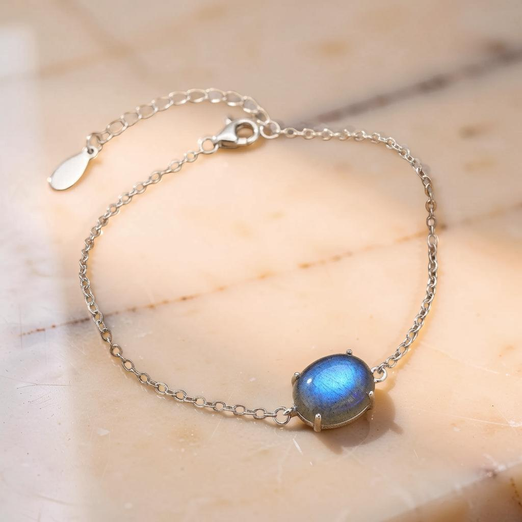 Bracelet Labradorite – Bonheur Magique, Argent