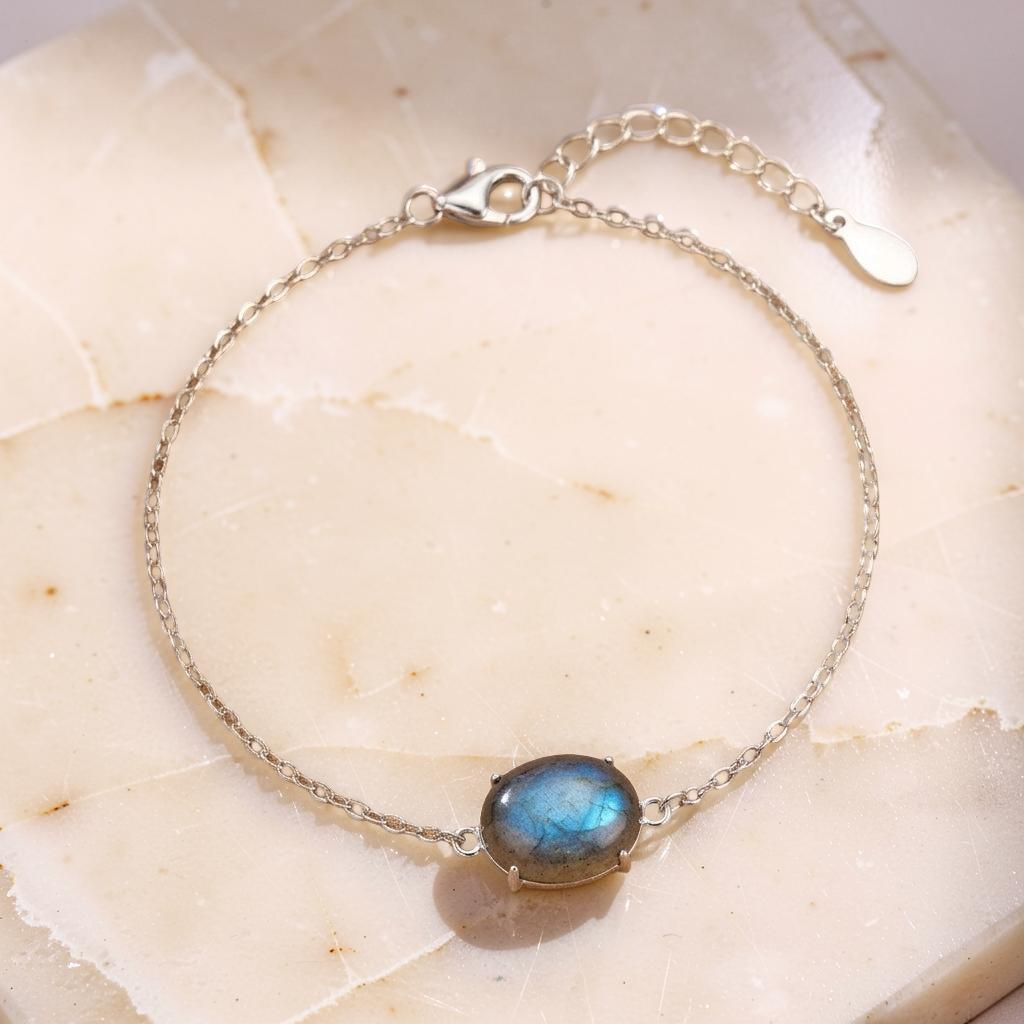 Bracelet Labradorite – Bonheur Magique, Argent