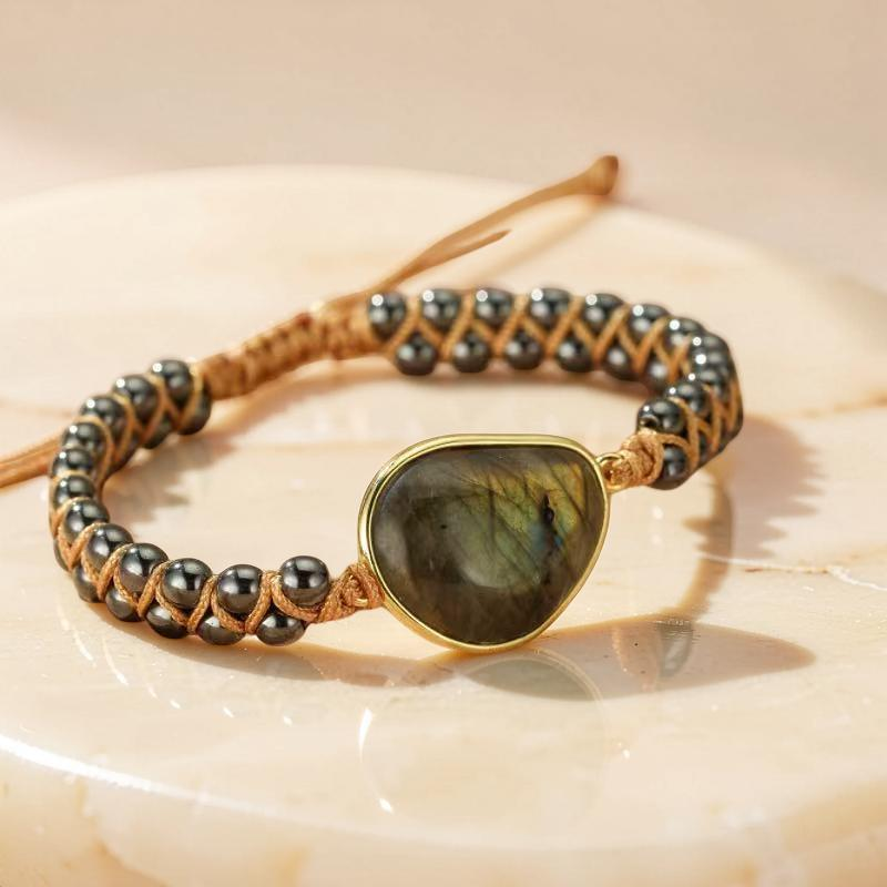 Bracelet Labradorite et Hématite – Aura Protectrice