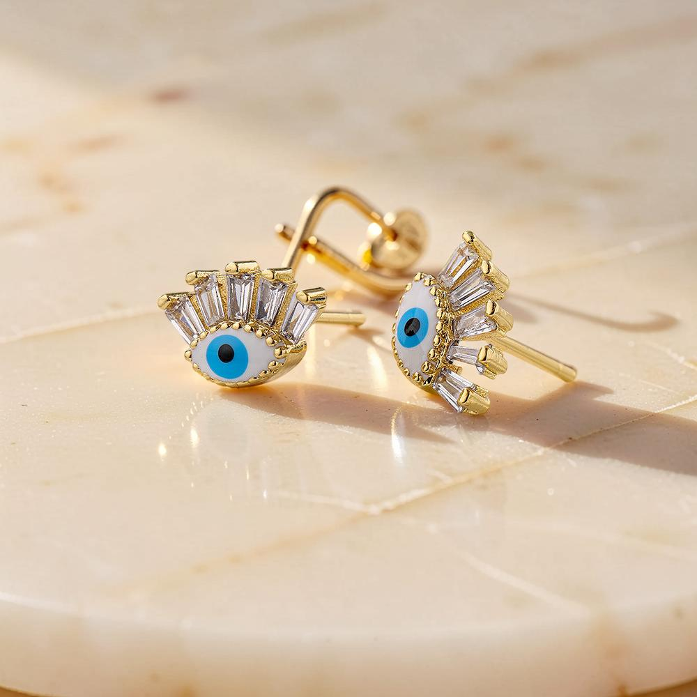 Boucle d’oreille Mauvais Œil Regard en Cristal