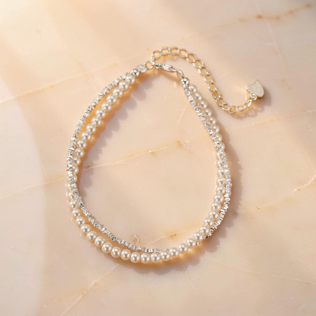 Bracelet Perle – Double Éclat, Argent
