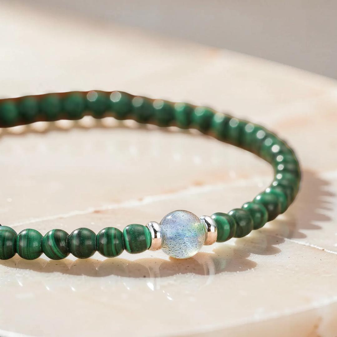 Bracelet Malachite – Harmonie Intérieure, Argent