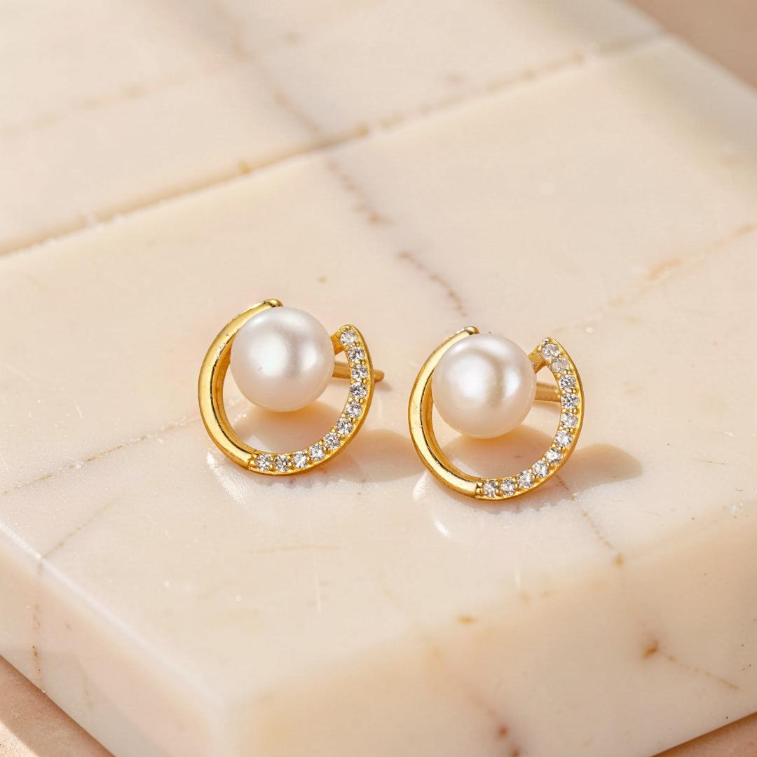 Boucles d’Oreilles Perle – Éclat Lunaire, Argent 925