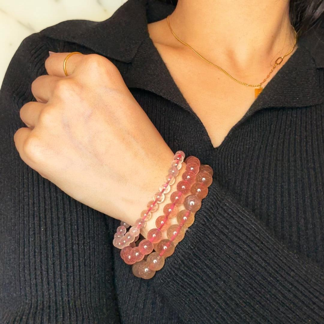 Bracelet Quartz Fraise – Tendresse Vibrante