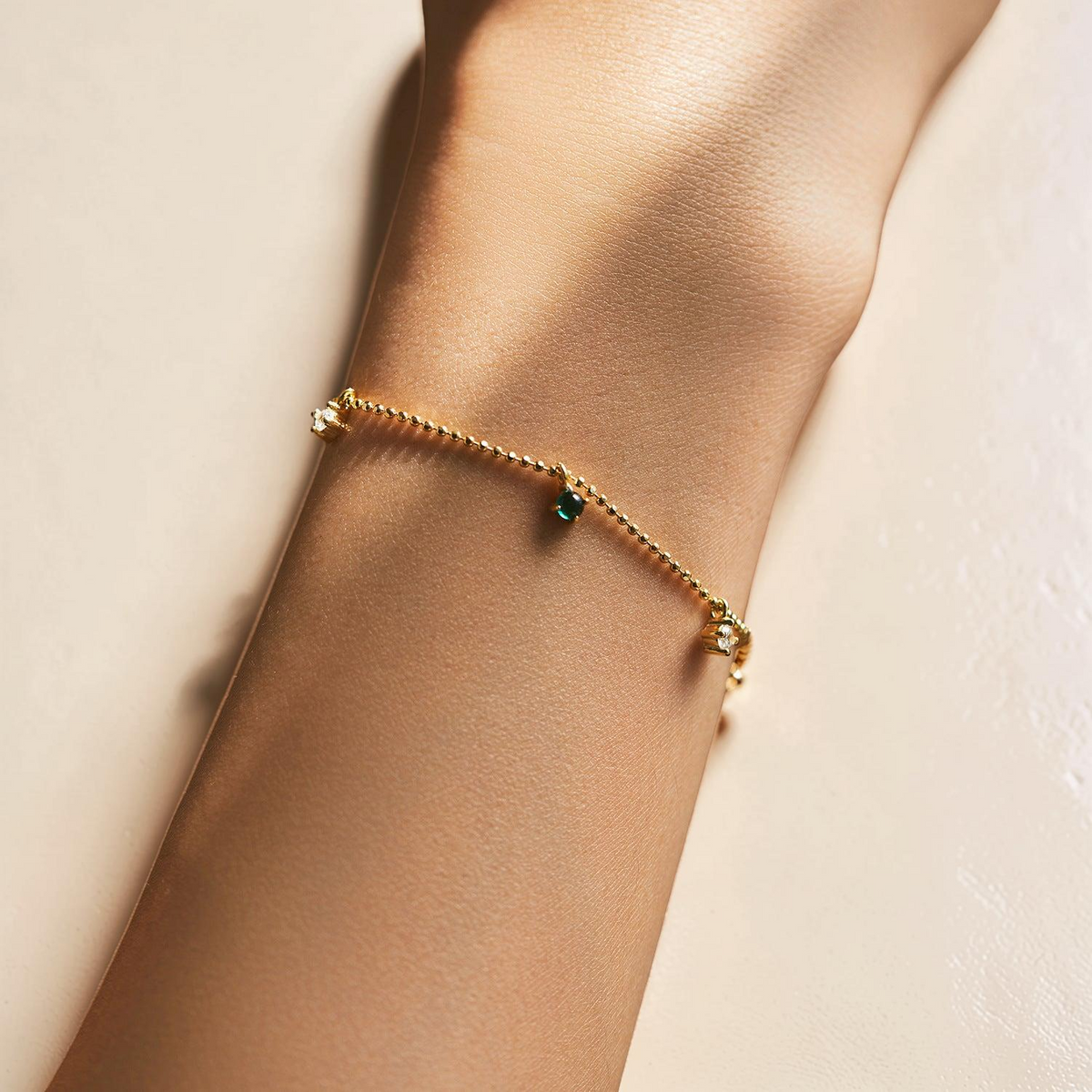 Bracelet Émeraude – Rosée Lumineuse, Argent 925