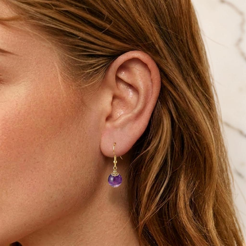 Boucles d'Oreilles Améthyste – Sphère Lumineuse