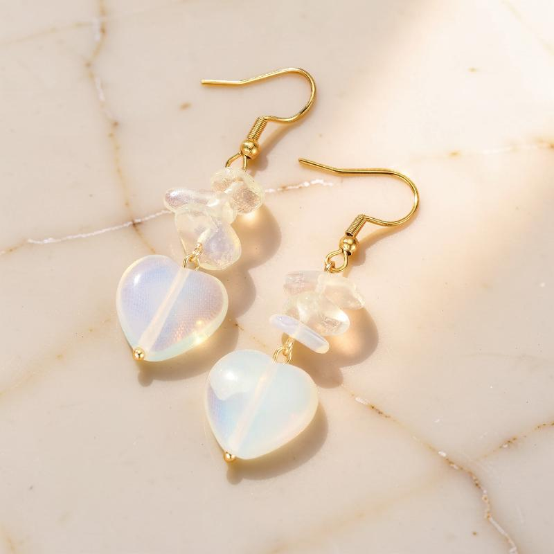 Boucles d'Oreilles Pierres Naturelles – Cœur Protecteur