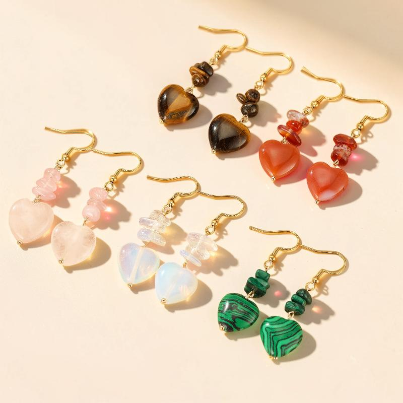Boucles d'Oreilles Pierres Naturelles – Cœur Protecteur