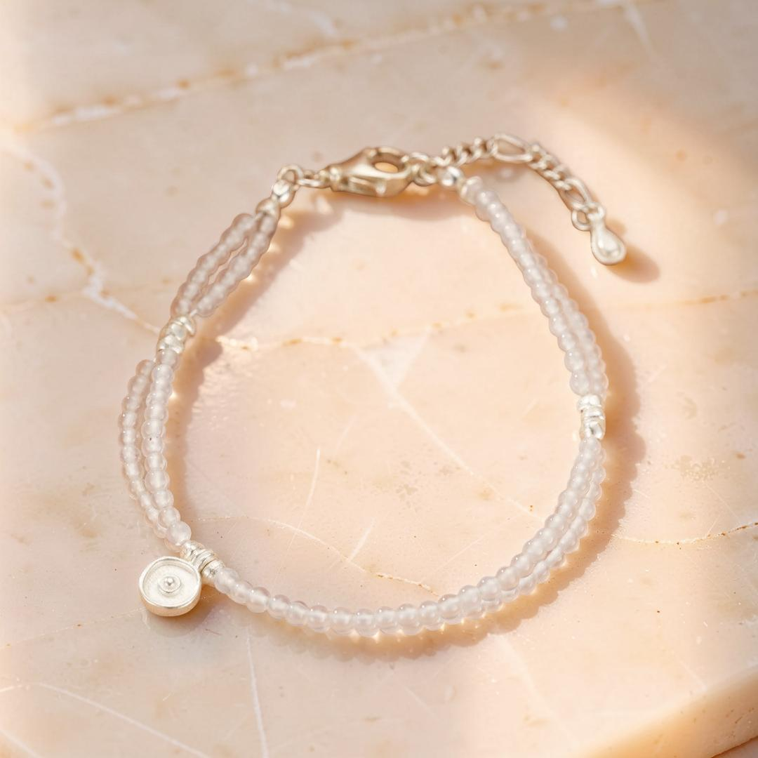 Bracelet Cristal de Roche – Goutte Discrète, Argent