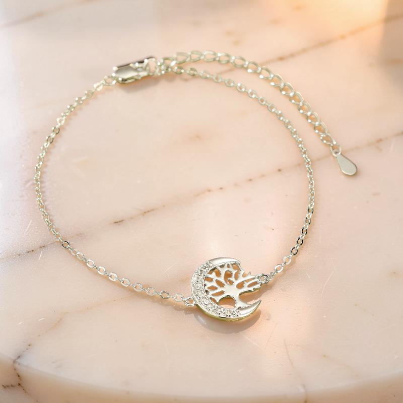 Bracelet Arbre de Vie – Arbre Lunaire, Argent