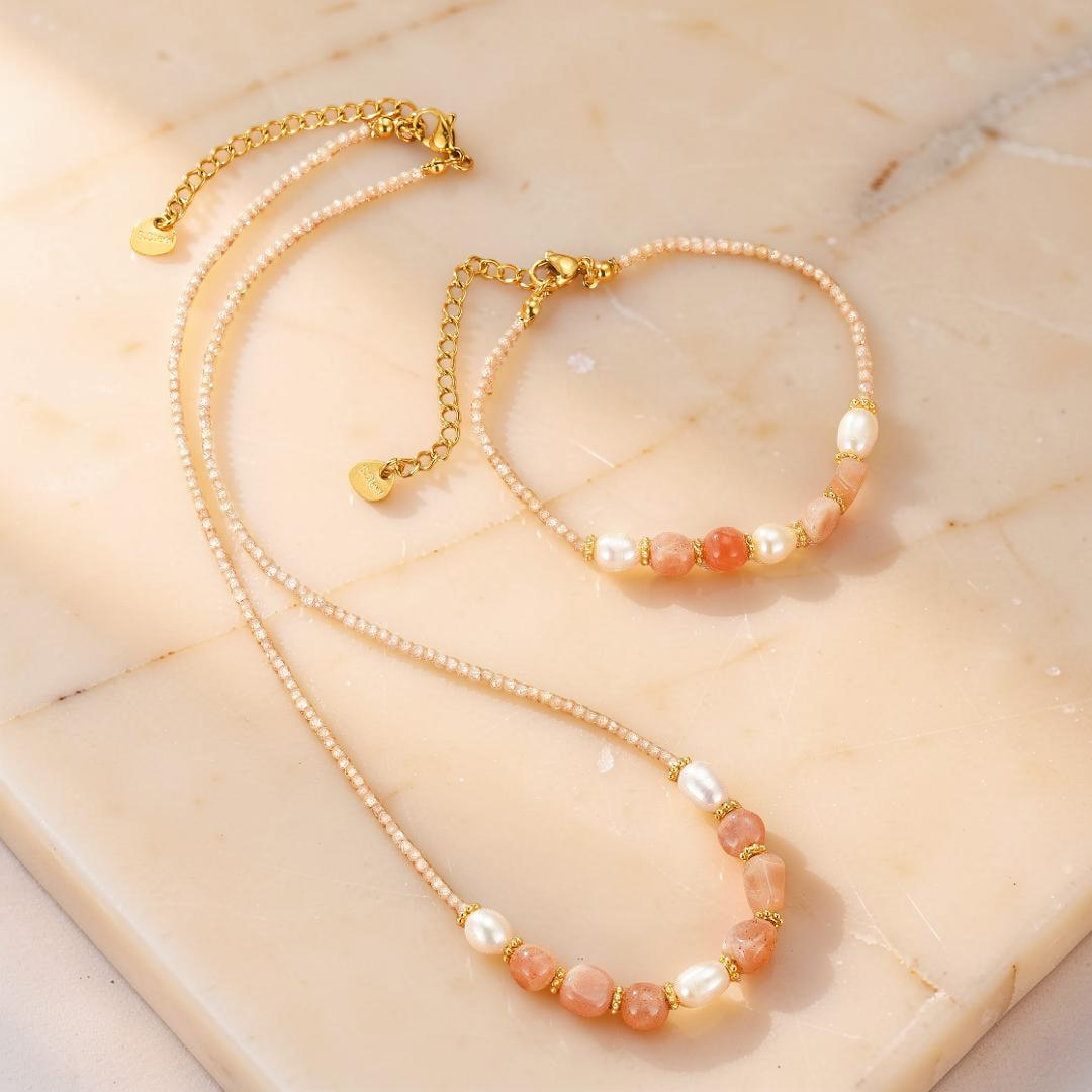 Bracelet Pierre de Soleil et Perle – Harmonie Radieuse