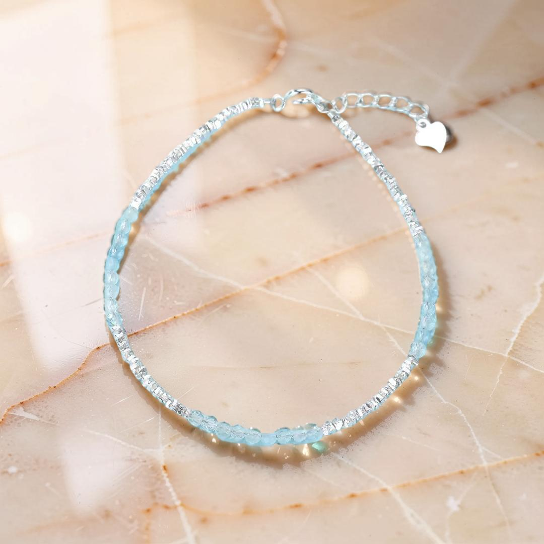 Bracelet Aigue-marine – Brume Matinale, Argent