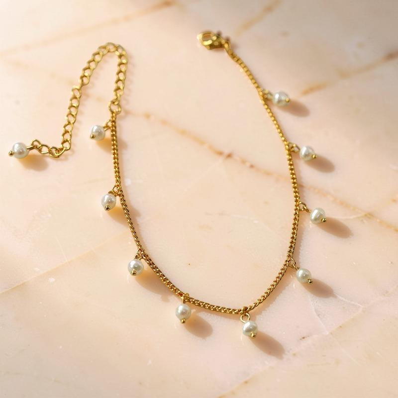 Bracelet de Cheville Perle – Douceur Délicate, Plaqué Or