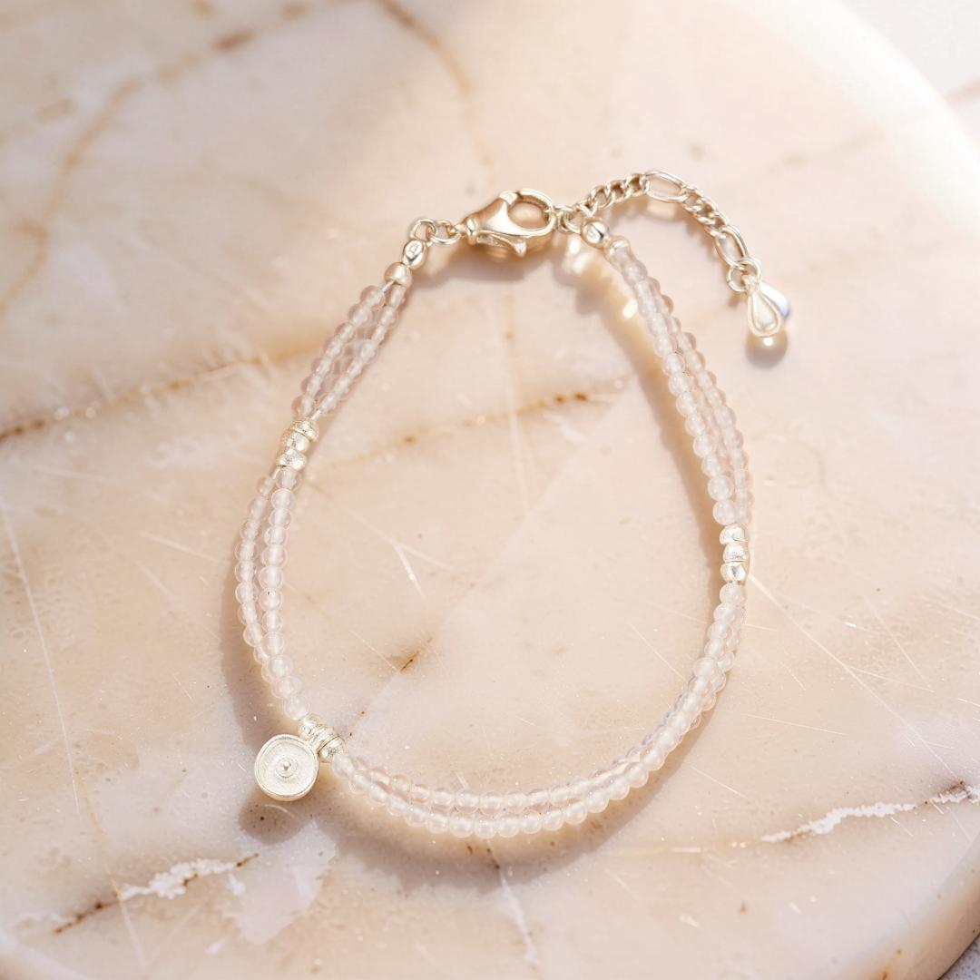 Bracelet Cristal de Roche – Goutte Discrète, Argent