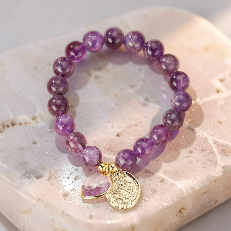 Bracelet Améthyste – Cœur de Royauté