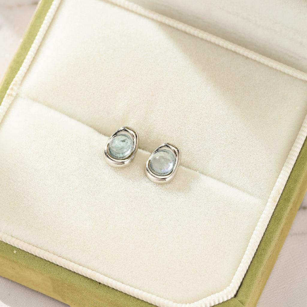 Boucles d'oreilles Aigue marine – Douce Vague, Argent