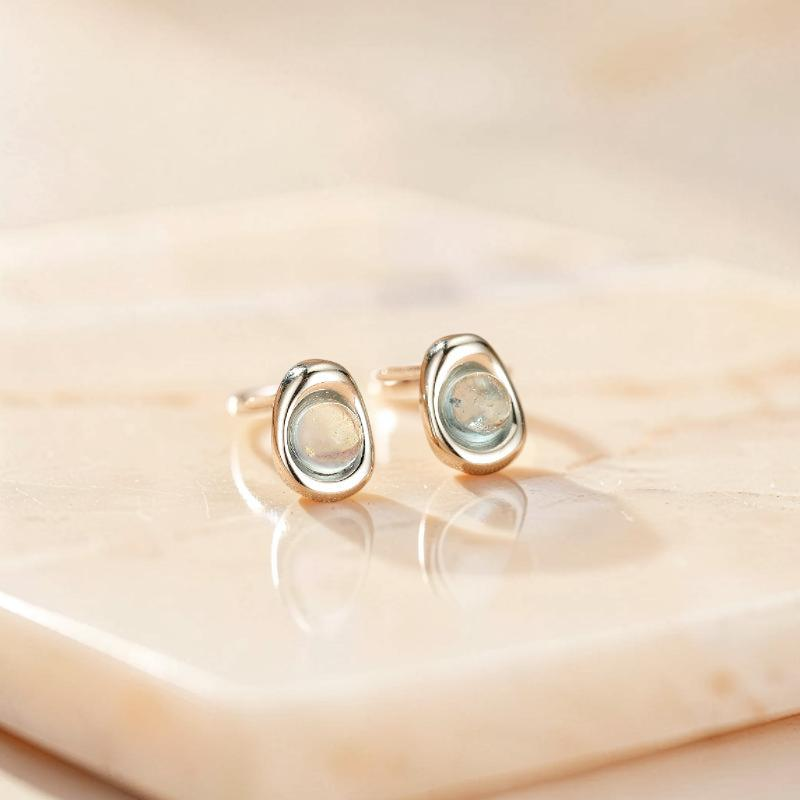 Boucles d'oreilles Aigue marine – Douce Vague, Argent