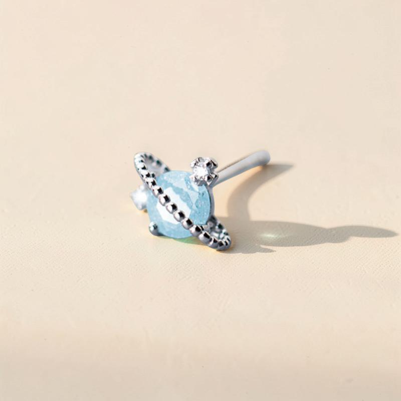 Boucles d'oreilles Aigue marine – Petite Galaxie, Argent