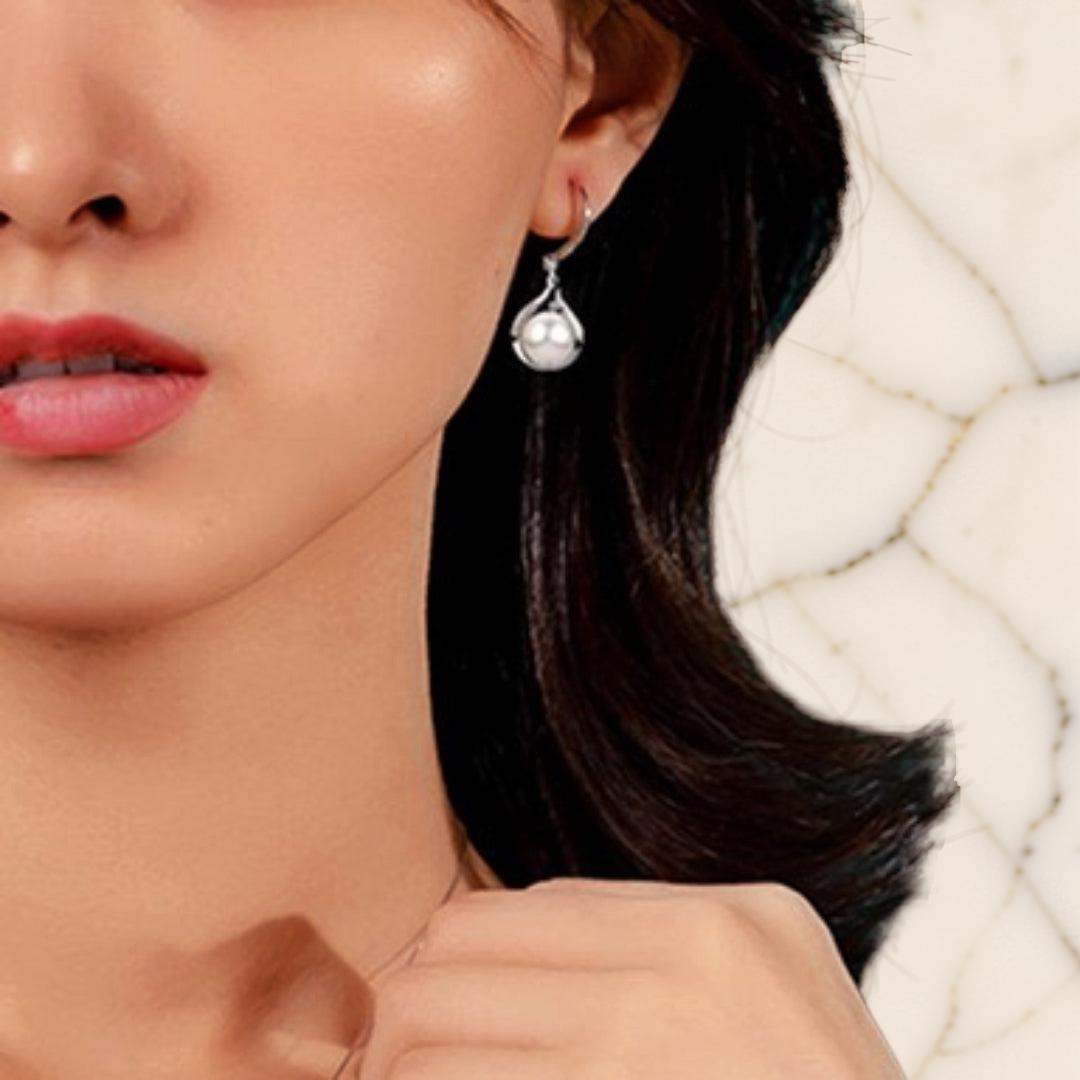 Boucles d'Oreilles Perle – Goutte Royale, Argent